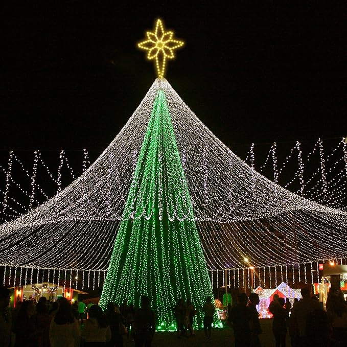 43"x32" Extra Large Christmas Bethlehem Star Shaped Lights Outdoor Window 125 LED Christmas Star Plug Operated Lights Nativity Holy with Timer and 8 Functions for Xmas Holiday Party Decor