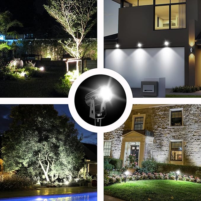 T-Sun Solar Spotlights - 4-in-1 Outdoor Waterproof Auto ON/OFF Solar Lights for Garden, Yard, Driveway, Pool Area (White)