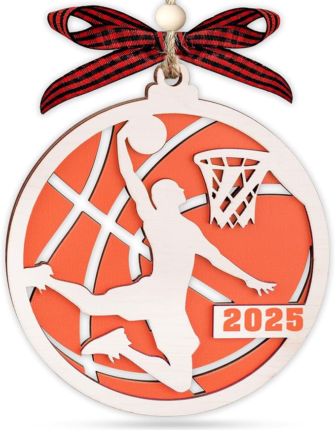 2 Layer Basketball Christmas Ornament 2025 - Cool Basketball Gifts for Boys, Girls, Men - Basketball Decor, Xmas Ornament, Sports Ornament - Fun Basketball Lovers Gift, Basketball Team Gifts