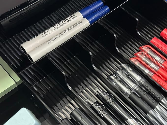 IEEK Silverware Organizer for Kitchen Drawers,Expandable Utensil Tray, Adjustable Cutlery and Flatware Holder,Plastic Drawer Dividers For Spoon Forks Knives Chopsticks Storage,Black-M