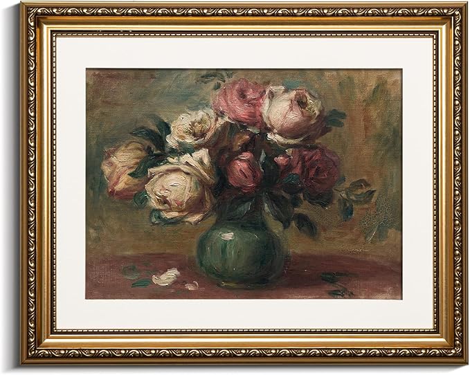 VIYYIEA Gold Framed Wall Art Canvas Print Home Decor Flower Art Vintage Botanical Prints Rustic Farmhouse Wall Decor Mid Century Art Prints Floral Room Decor Wall Pictures Living Room Bedroom 13x16in