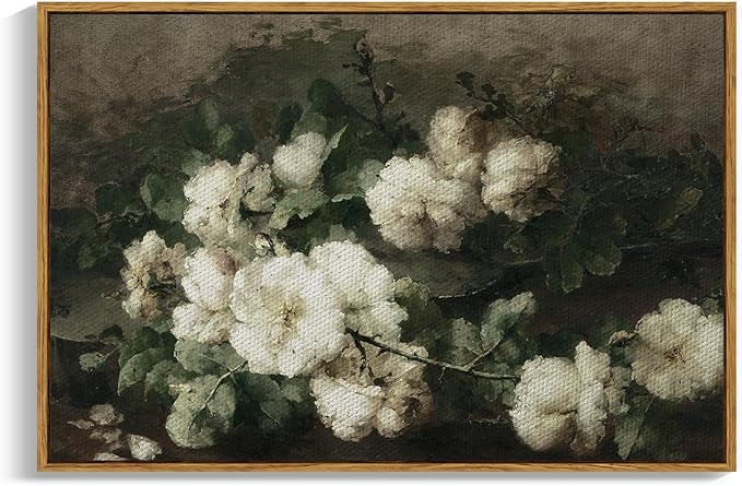 InSimSea Framed Canvas Wall Art Vintage Decor, Home Decor Vintage Flowers Modern Farmhouse Decor, Canvas Wall Art for Living Room, French Country Decor Wall Prints, 24"x36"