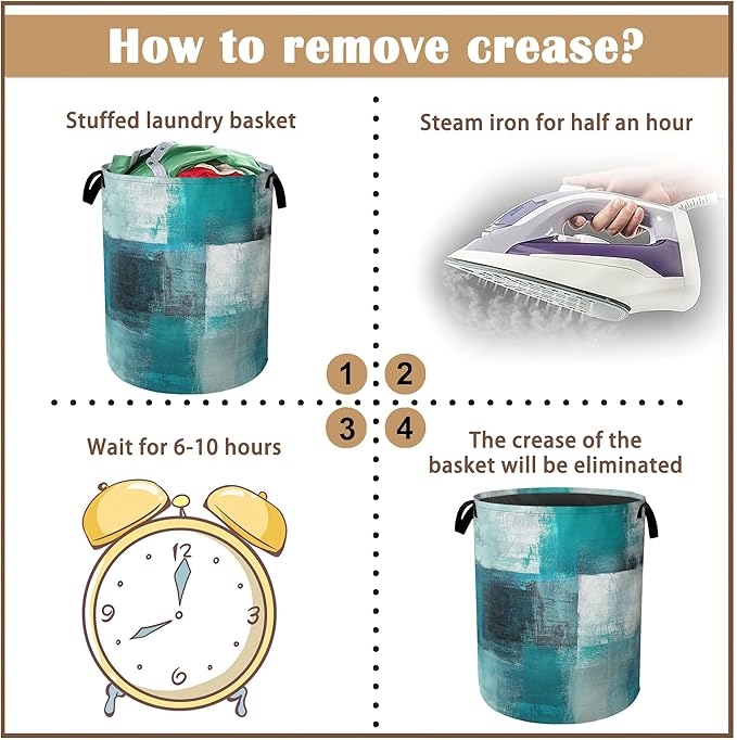 Laundry Hamper,Art Painting Laundry Basket,Grey Blue Waterproof Oxford Cloth Storage Basket with Handle for Clothes Books Nursery Home Storage Sundries 16"x20"