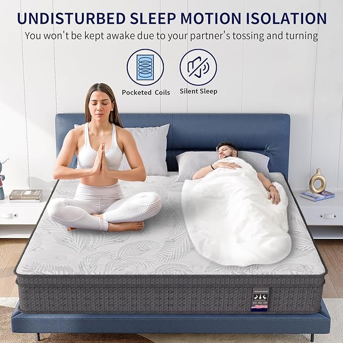 Twin Mattress 14 Inch,Memory Foam Mattress with Pocket Spring, Soft & Comfortable Medium Plush, Motion Isolation, Pressure Relief, CertiPUR-US Certified (75"*39"*14")