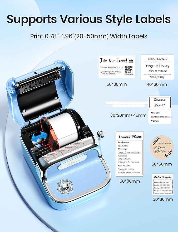 Phomemo Label Maker, M150 2 Inch Mini Label Maker Machine with Tape, Bluetooth Thermal Sticker Printer for Home, Office, School and Small Business, Comaptible with Phone & PC