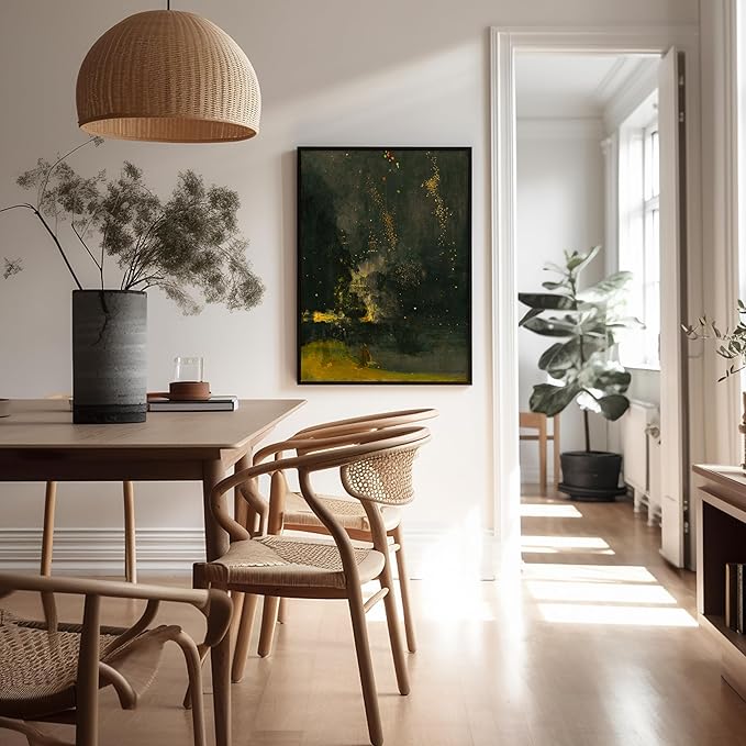 Poster Master Vintage Nocturne in Black and Gold Painting Poster - Retro The Falling Rocket Print - Abstract Art - Moody Art - Landscape Art - Office or Living Room Decor - 8x10 UNFRAMED Wall Art