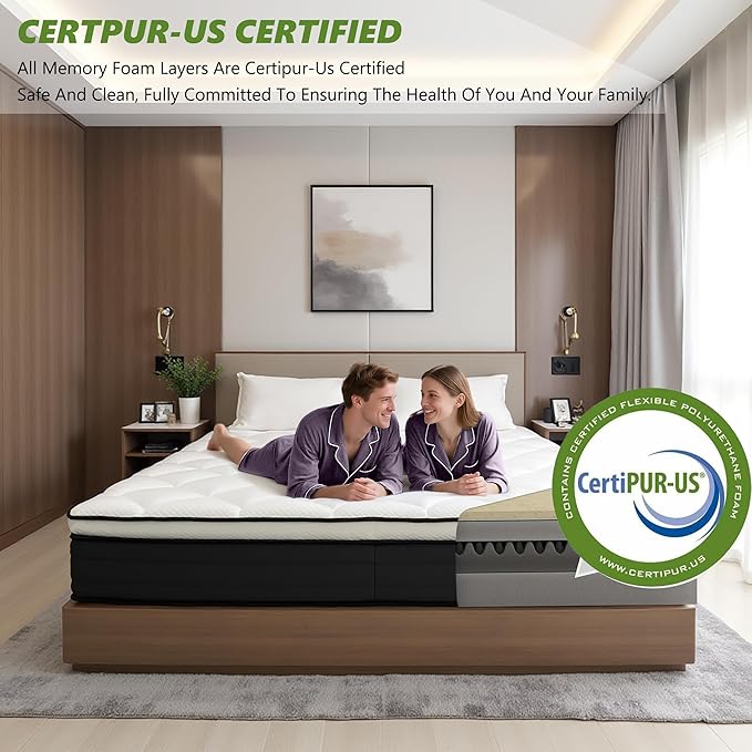 10 Inch Soft Queen Size Mattress, Fiberglass Free Colchones, Breathable Airflow Memory Foam, Pressure Relieving Queen Mattress in a Box, Ideal for Back/Side Sleepers, CertiPUR-US Certified
