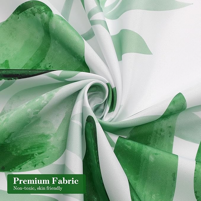 MitoVilla Emerald Green Shower Curtain, Plant Leaves Chic Fabric Shower Curtains for Rustic Vintage Bathroom Decor, Spring Modern Botanical Shower Curtain, 72x72