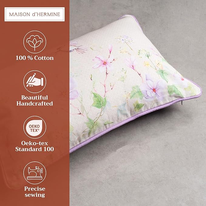 Maison d' Hermine Decorative Pillow Covers 12x20 Inch Rectangle 100% Cotton Throw Pillow Covers with Invisible Zipper for Living Room Couch, Chair, Sofas, Bedroom, Home (Magnolia Mornings)