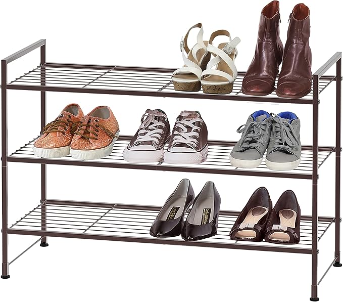 SIMPLE HOUSEWARE 3-Tier Stackable Shoes Rack Storage Shelf, Bronze