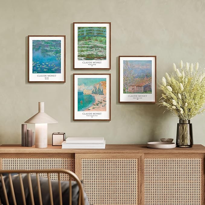 EVOLE HOME - Claude Monet Giclée Art Print Set of 4 Unframed 11x14 Inch Impressions on Premium Matte Art Paper for Home or Office Decor