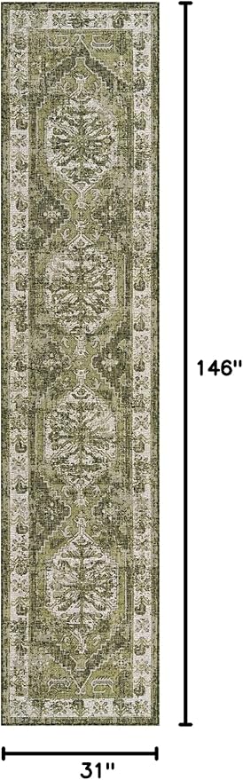 Unique Loom Outdoor Traditional Collection Area Rug - Valeria (2' 7" x 12' 2" Runner, Green/ Light Green)
