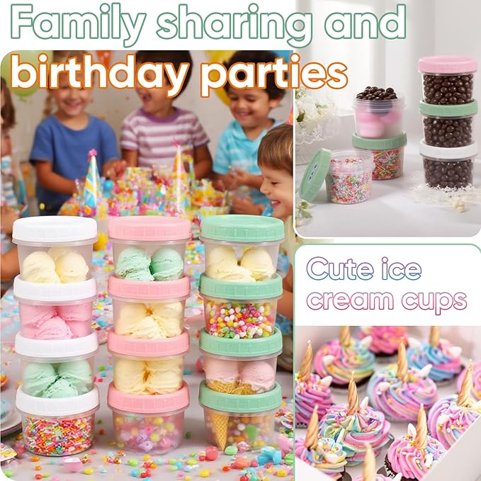 ASEVAT 6.8oz 6Pack Small Food Containers with Lids Salad Dressing Container Reuseable Snack Container Plastic Jar Freezer Storage Jars, Leakproof/Microwave/Dishwasher Safe