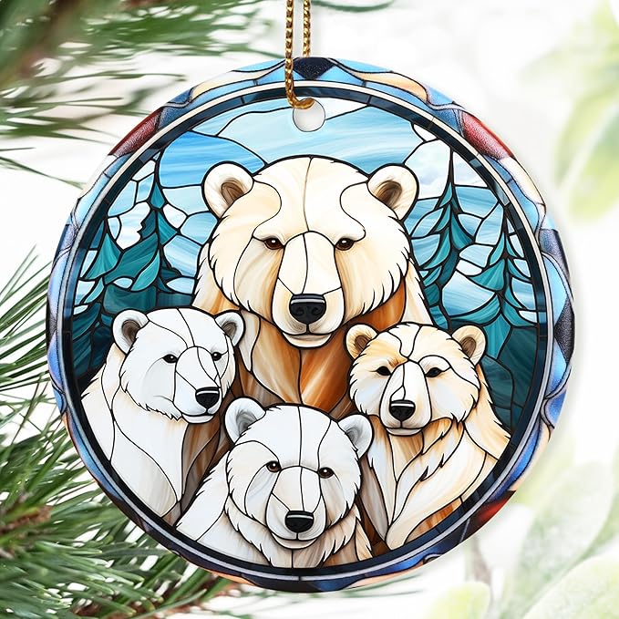 Christmas Ornament, Four Polar Bear Ornament, Christmas Decorations for Tree, Heirloom Keepsake, Gift Idea