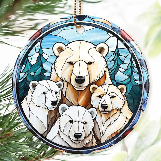 Christmas Ornament, Four Polar Bear Ornament, Christmas Decorations for Tree, Heirloom Keepsake, Gift Idea