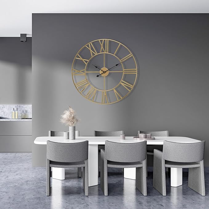 Sorbus Large Wall Clock for Living Room Decor – Easy to Hang 16-Inch Big Wall Clock – Metal Wall Art for Kitchen, Bedroom, Home, Office – Analog Decorative Wall Clock (Silver)