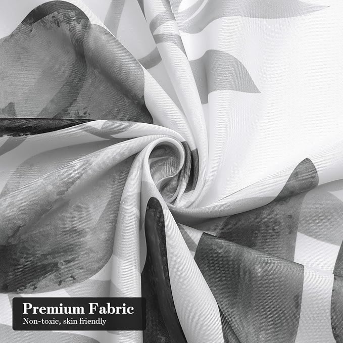 MitoVilla Black Eucalyptus Shower Curtain, Plant Leaves Fabric Cloth Shower Curtains for Rustic Vintage Bathroom Decor, Modern Chic Botanical Shower Curtain, 72x72