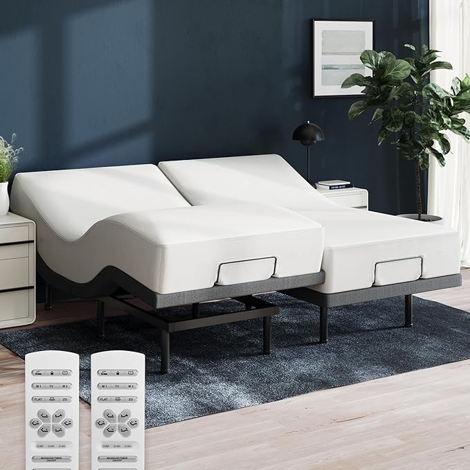 Nectar Twin XL Adjustable Base & 12” Hybrid Mattress (New Version) - Head & Foot Incline - Medium Firm Memory Foam & Coils - Cooling Layer - 3 Massage Settings - 365-Night Mattress Trial & Forever W