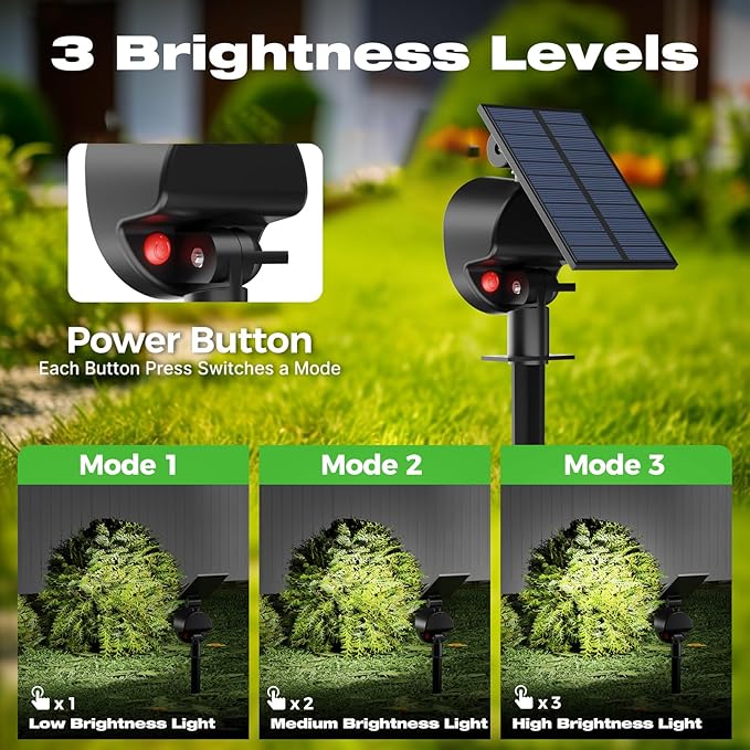 nipify 8 Pack Solar Spot Lights Outdoor Waterproof with 3 Modes, Solar Spotlight Light for Outside Yard Landscape Lighting Pathway Lights Wall, Cool White