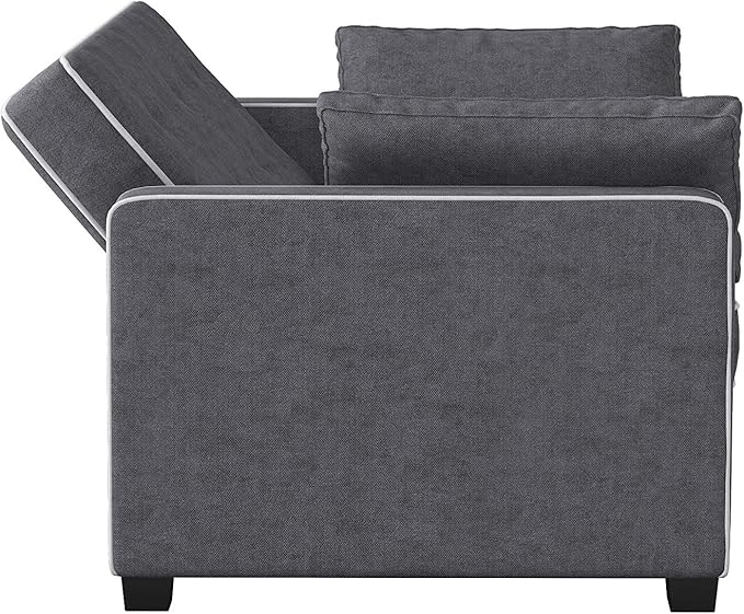 Serta Ainsley 66.5" Convertible Sleeper Loveseat, Full Size, Dreamcoil Comfort, Soft Woven Fabric, Charcoal