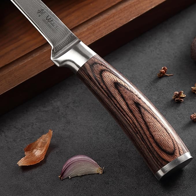 Wakoli EDIB Big Master Knife Foot Knife 14.5 cm blade 67 layers of real Big Master steel with Pakka wood handle I Premium Big Master Kitchen Knife and Cooking knife gift wrap