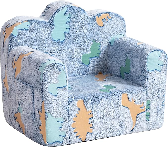 Tiita Kids Couch Plush Toddler Chair, Cloud-Like Glow in The Dark Kids Sofa Toddler Reading Chair with Washable Cover Carrying Handle, Convertible Children Sofa Chair for Girls and Boys