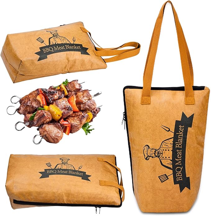 Reusable BBQ Blanket for Resting Meat - Insulated Smoker Grilling Bag with Wide Mouth for Large Brisket Pork Shoulders, and Turkeys Perfect BBQ Accessory & Gift for Men (15in)