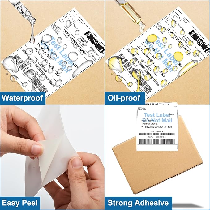 9527 Product Fanfold 4 x 6 Direct Thermal Labels White Perforated Shipping Labels,1000 Label per Stack,4 Stacks Total 4000 Label