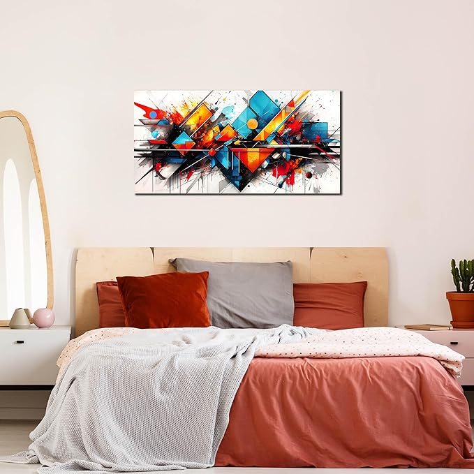 Abstract Pictures for Living Room Wall Decoration - Colorful Room Wall Decor for Bedroom - Modern Office Wall Art Size 20" x 40"