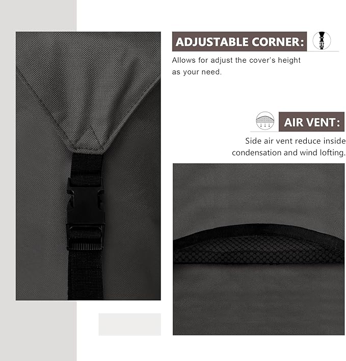 ULTCOVER 600D Tough Canvas Heavy Duty Rectangular Patio Table and Chair Cover - Waterproof Outdoor General Purpose Furniture Covers 111 x 74 inch, Black