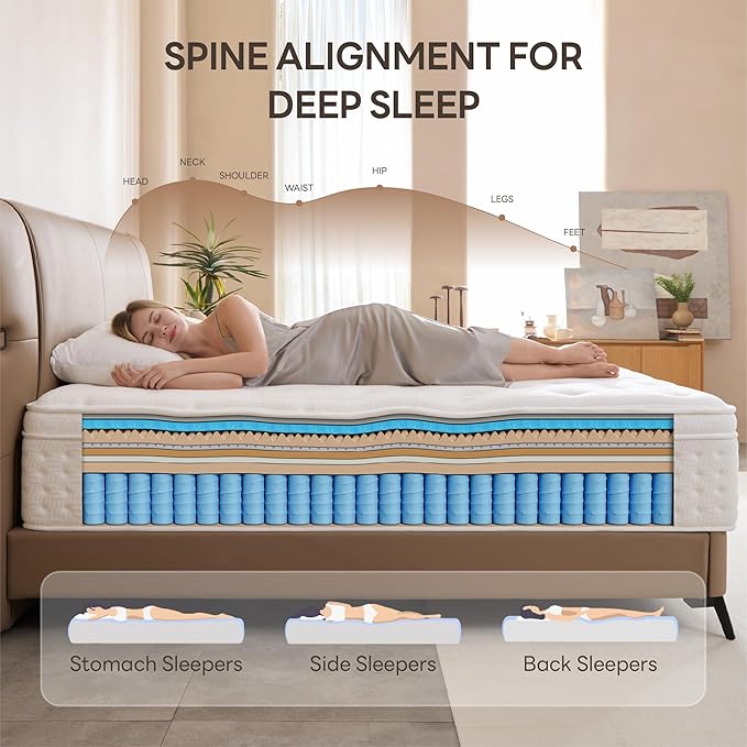 LIKIMIO 12 Inch Full Mattress, Cool Hybrid Mattress in a Box, Gel Memory Foam, Individual Pocket Springs for Strong Edge Support, Motion Isolation, Pressure Relief, Oeko-TEX & CertiPUR-US, SG Made