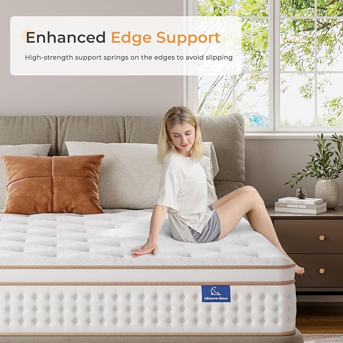 Vesgantti Cal King Mattress, 12 Inch Memory Foam Hybrid Mattress in a Box with Individual Pocket Spring, Cal King Size Mattress for Pressure Relief, Motion Isolation, Medium Firm Support
