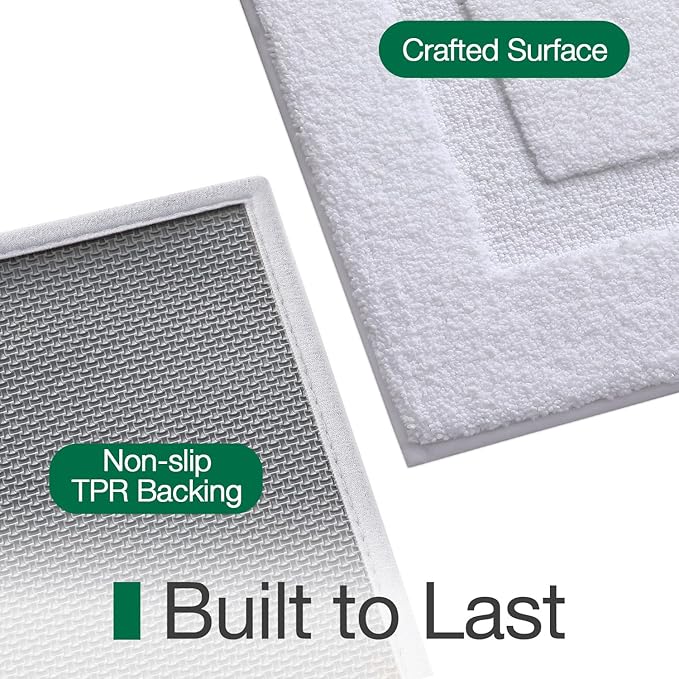 LUMI Ultra Soft Bathroom Rugs Non Slip with Rubber Backing, Absorbent Washable Bath Mat Quick Dry, Upgraded Premium Microfiber Plush Carpet for Bathtub and Shower Floor, White, 24x36