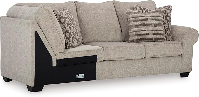Signature Design by Ashley Claireah Casual L-Shaped 2-Piece Sectional with Loose Seat Cushions and 5 Accent Pillows, Beige
