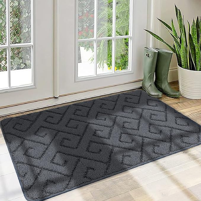Walensee Indoor Doormat, Front Door Mat for Entrance (36"x59" Grey) Machine Washable Entryway Rug, Non Slip Trapper Door Rugs Absorbent Dirt Low Profile Shoes Scraper Inside Floor Mats for Entry
