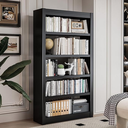 69" Tall Bookcase, Metal 6 Tier Bookshelf, Adjustable Industrial Bookshelf, Easy Assembly Modern Open Black Storage Shelf for Office, Bedroom, Living Room, Classroom, Library