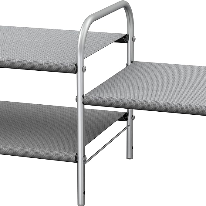 Simple Houseware 2-Tier Shoe Rack Storage Organizer, Grey