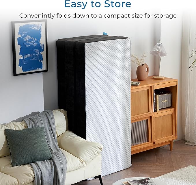 Odorless Foldable Mattress Queen 80" x 60" x 6", 6 Inch Folding Foam Mattress with Storage Bag, Trifold Memory Foam Mattress for RV, Guest Bed