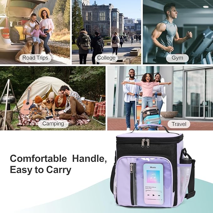 F-color Hanging Shower Caddy Portable - College Dorm Essentials for Girls with Hooks, Soft Crossbody Shoulder Strap, Multiple Pockets, Quick-Dry Shower Bag for Dorm Travel Essentials, Purple