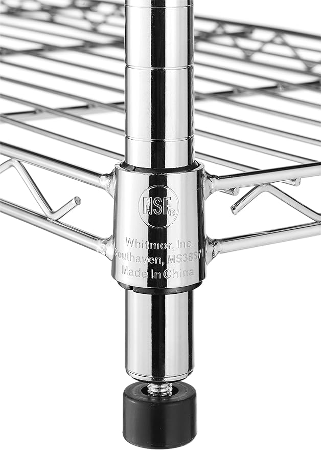 Whitmor 5 Tier Shelving Unit, Metal Storage Shelves, 400 lbs Capacity per Shelf, 2000 lbs Total, Adjustable Heavy Duty Shelf, Easy Assembly for Kitchen, Garage, Plant, 36"L x 14"W x 72"H, Chrome