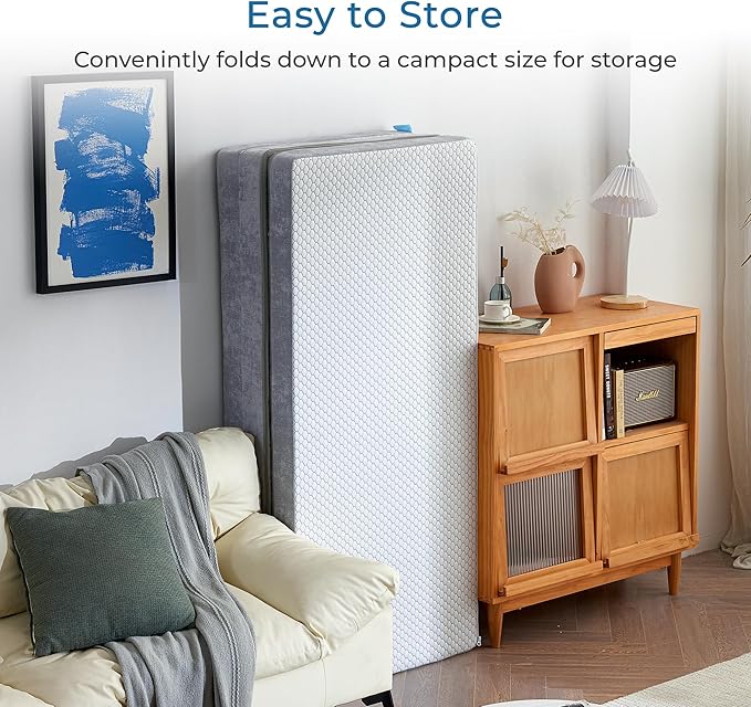 Odorless Foldable Mattress Full Size 75" x 54" x 4", 4 Inch Folding Foam Mattress with Storage Bag, Trifold Memory Foam Mattress for RV, Guest Bed