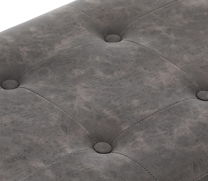 chairus PU Leather Upholstered Entryway Bench, 36 inch Bedroom Bench Seat with X-Shaped Wood Legs for Living Room, Foyer or Hallway - Gray