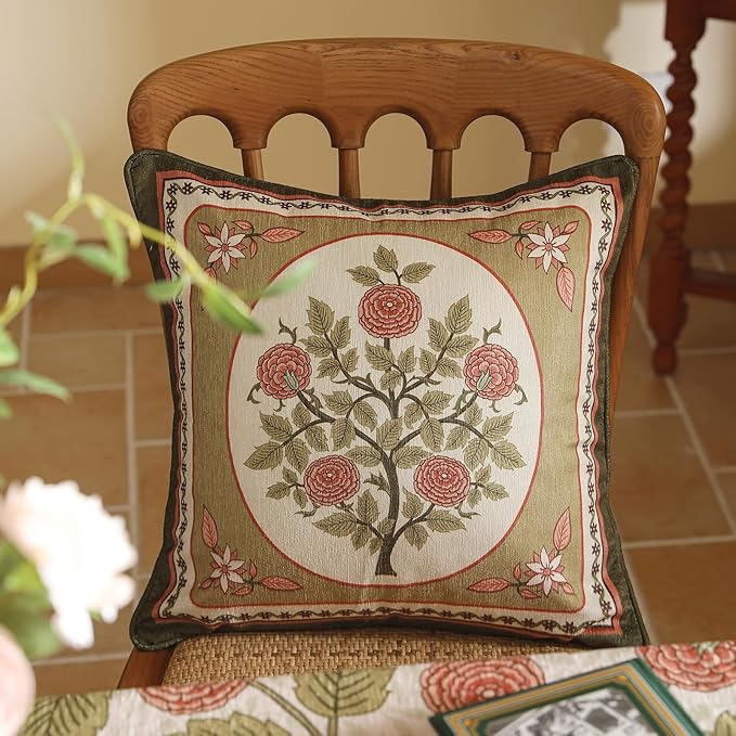 Throw Pillow Covers Pack of 4,Brown Cozy Velvet Farmhouse with Birds and Floral Pattern Pillowcases,Decoration Square Round Lumbar Pillows Cushion Covers for Couch Sofa Bed Car Chair