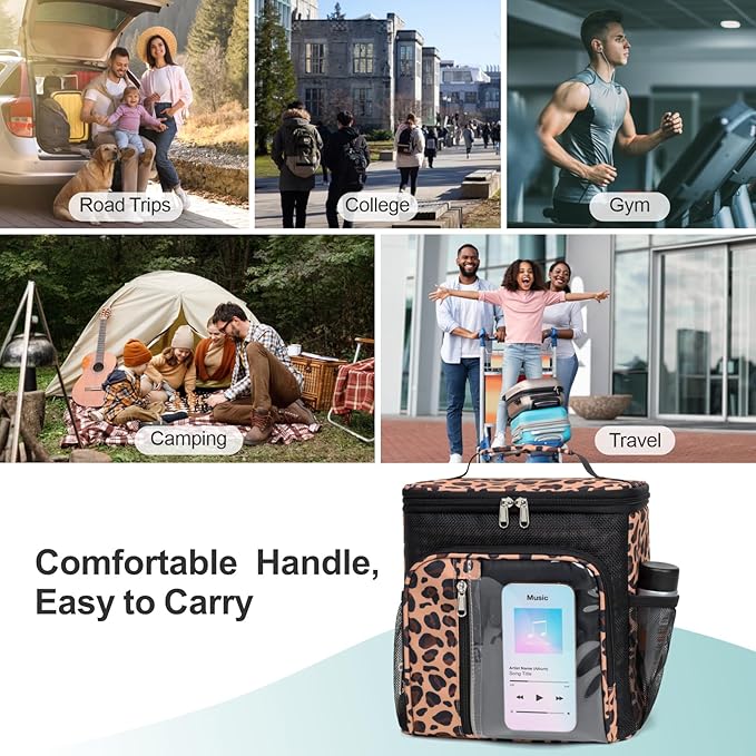 F-color Hanging Shower Caddy Portable - College Dorm Essentials for Guys with Hooks, Quick-Dry Shower Bag for Dorm Travel Gym Camping Essentials, Water-Resistant with Multiple Pockets, Leopard