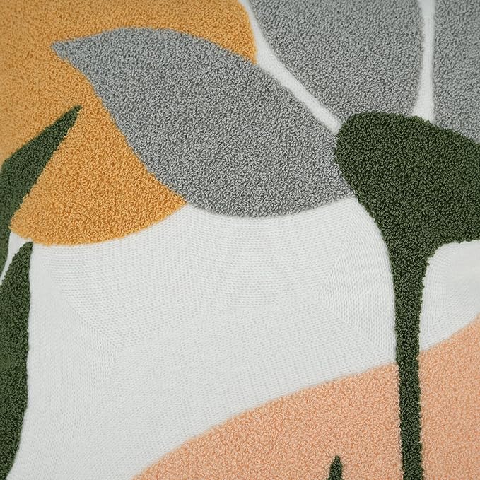 Merrycolor Boho Decorative Throw Pillow Covers Abstract Tufted Mid Century Modern Throw Pillows Leaf Sun Aesthetic Textured Pillow Cover Green Throw Pillows Cover for Bed Couch,Flower 18x18 Inch