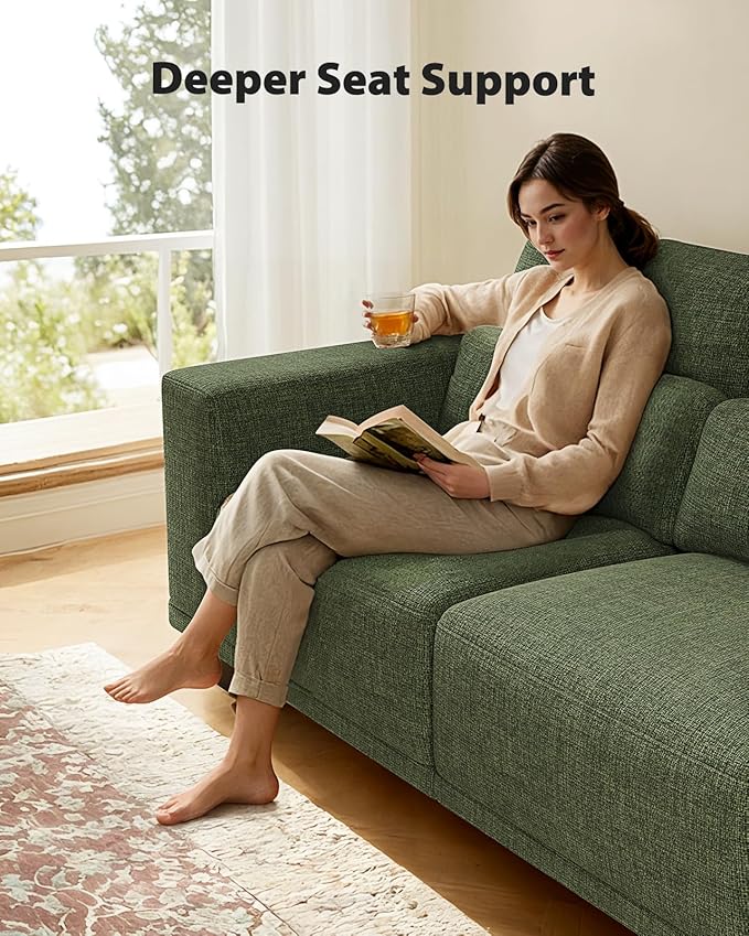 Pipishell Loveseat Couches for Living Room, 65" Modern Sofa with Deep Seats and Wide Armrests, Comfortable Love Seat Sofa with Sturdy Frame, Easy to Clean with Removable Covers,Green