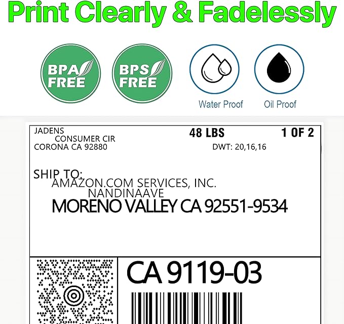 Fanfold [4 x 6 inch] x [3000 Labels] Thermal Stack Direct White Strong Adhesive Perforated Postage Shipping Printer Compatible with Zebra SNBC Epson Rollo (3000 Labels, Fanfold)