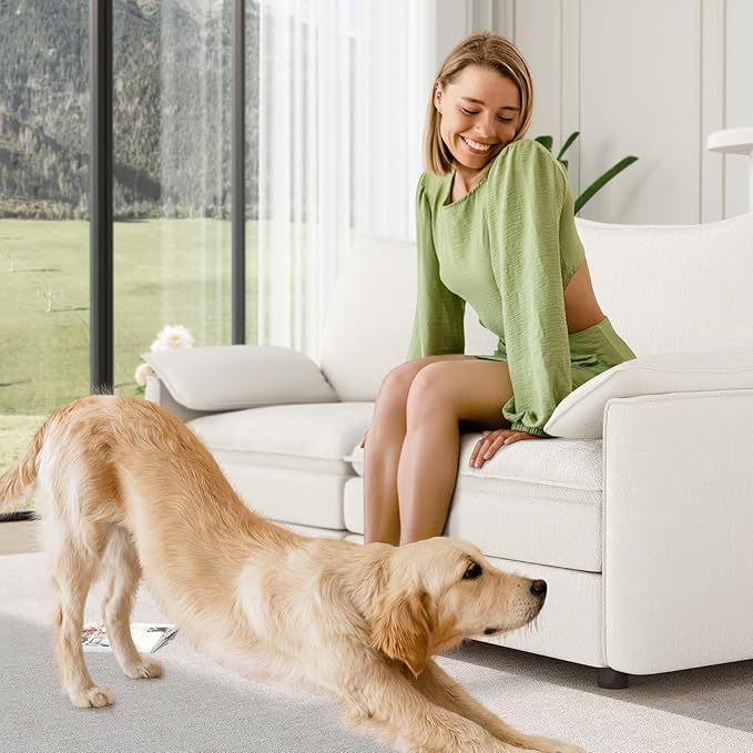 Vesgantti 74" Loveseat Sofa for Living Room, Comfy Cloud Couch Deep Seat Chenille Modern 2 Seater Small Sofa with Armrest Pillow, Easy Assembly for Small Spaces, Snow White