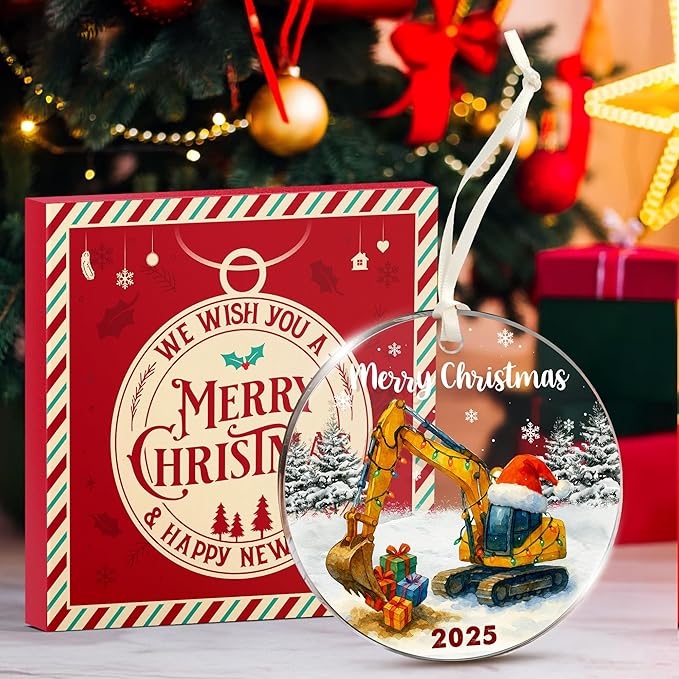 Excavator Ornament - Unique Christmas Tree Decoration for Construction Enthusiasts, Perfect Digger Ornaments for Kids, Creative Backhoe Ornaments for Christmas, Ideal Gift for Holiday Season