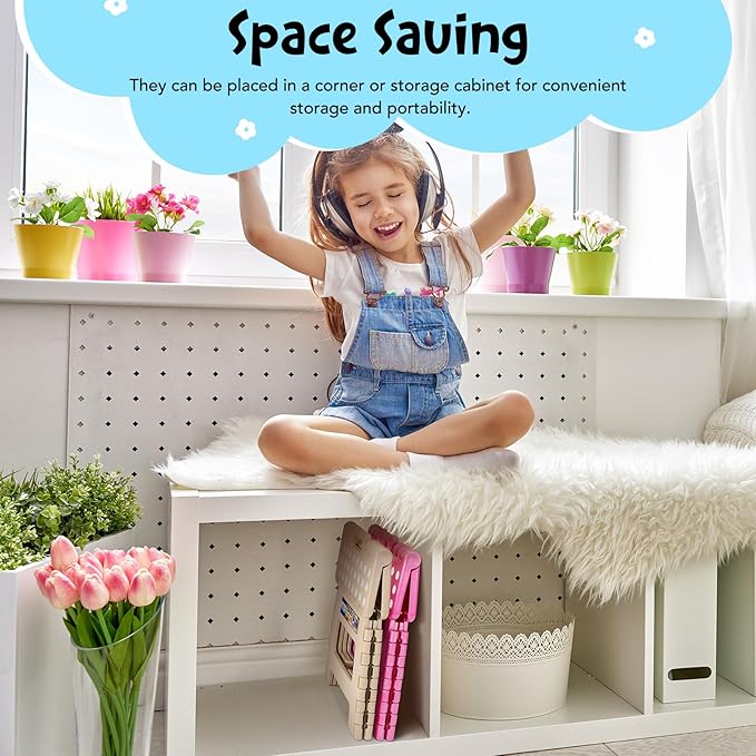 ACKO Folding Step Stool 9 Inch 300 lb Capacity, Plastic Foldable Step Stools for Kids and Adults, Folding Stools Suitable for Kitchen, Stepping Stool with Handle Khaki 1PC